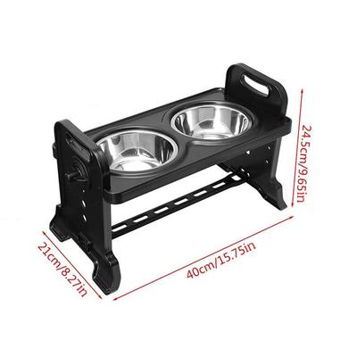 Show full view: Supet Adjustable Height Stainless Steel Elevated Dog Bowls, Black slide 2 of 7