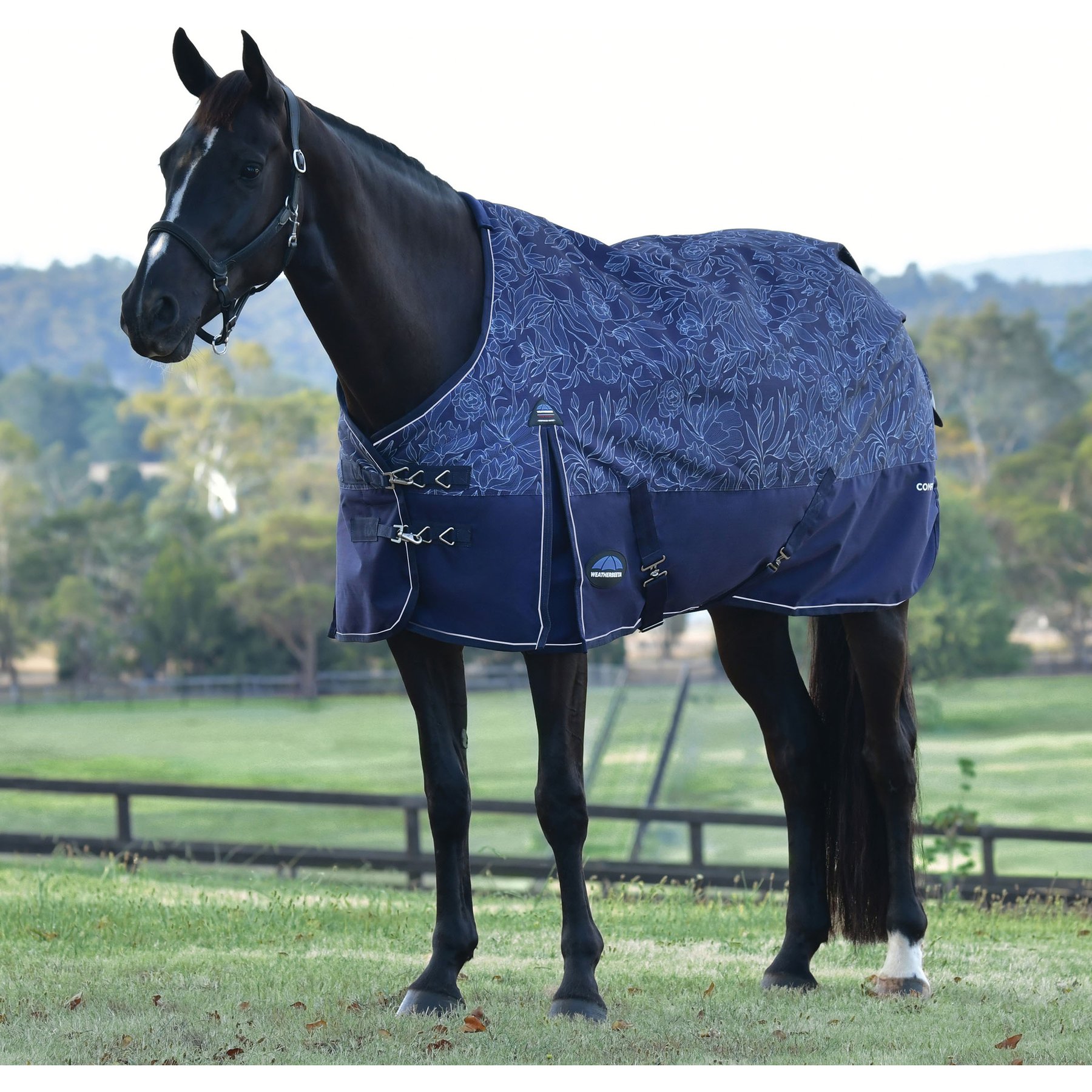 WeatherBeeta ComFiTec Essential Standard Neck 220G Horse Turnout, Floral Print, 78-in