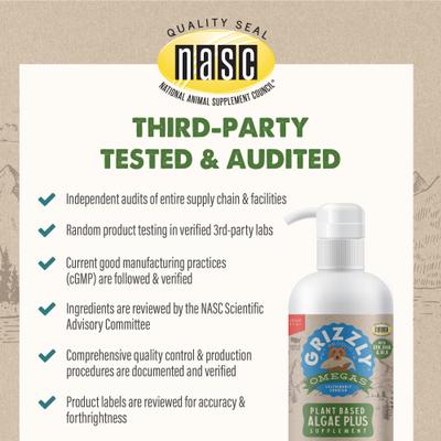 Show full view: Grizzly Algal Plus Omega 3-6-9 Food Supplement for Dogs & Cats, 16-fl oz bottle slide 8 of 10