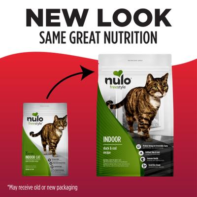 Show full view: Nulo FreeStyle Indoor Duck & Cod Recipe with Omega Fatty Acids High Protein & Grain-Free Dry Cat Food, 2-lb bag slide 3 of 13