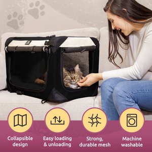 PetLuv Premium Soft-Sided Cat & Dog Carrier, Black, Large