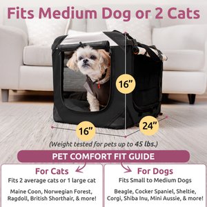 PetLuv Premium Soft-Sided Cat & Dog Carrier, Black, Large
