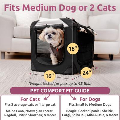 Show full view: PetLuv Premium Soft-Sided Cat & Dog Carrier, Black, Large slide 3 of 11