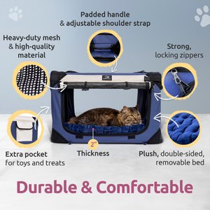 PetLuv Premium Soft-Sided Cat & Dog Carrier, Navy, Large