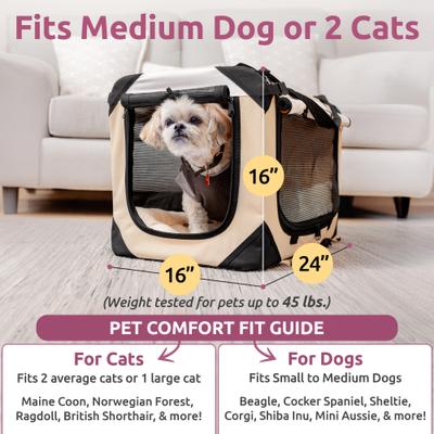 Show full view: PetLuv Premium Soft-Sided Cat & Dog Carrier, Tan, Large slide 3 of 11