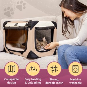PetLuv Premium Soft-Sided Cat & Dog Carrier, Tan, Large