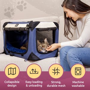 PetLuv Premium Soft-Sided Cat & Dog Carrier, Navy, Large