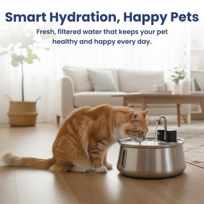 Show full view: PawsPik Stainless Steel Battery-Operated Dog & Cat Water Fountain, 4-L slide 9 of 10