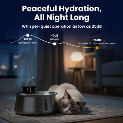 Show full view: PawsPik Stainless Steel Battery-Operated Dog & Cat Water Fountain, 4-L slide 4 of 10