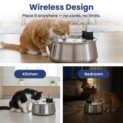 Show full view: PawsPik Stainless Steel Battery-Operated Dog & Cat Water Fountain, 4-L slide 3 of 10