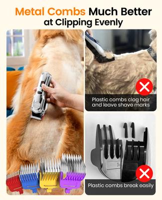Show full view: OneIsAll RFC-676PRO Cordless & Low Noise Rechargeable Heavy-Duty Dog Grooming Kit, Silver slide 7 of 10