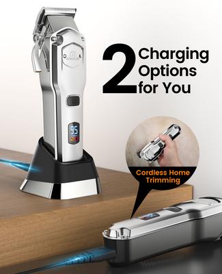 Show full view: OneIsAll RFC-676PRO Cordless & Low Noise Rechargeable Heavy-Duty Dog Grooming Kit, Silver slide 8 of 10