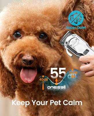 Show full view: OneIsAll RFC-676PRO Cordless & Low Noise Rechargeable Heavy-Duty Dog Grooming Kit, Silver slide 6 of 10