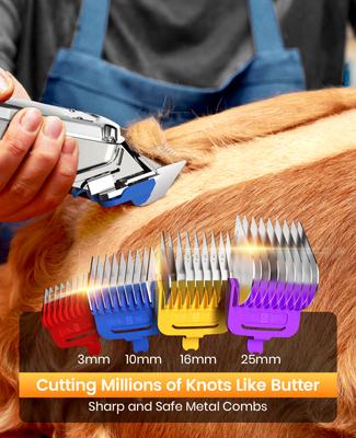Show full view: OneIsAll RFC-676PRO Cordless & Low Noise Rechargeable Heavy-Duty Dog Grooming Kit, Silver slide 3 of 10