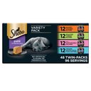 Sheba Perfect Portions Chicken, Turkey, Tuna & Salmon Variety Pack Grain-Free Pate Wet Cat Food, 1.32-oz tray, case of 48 twin-packs