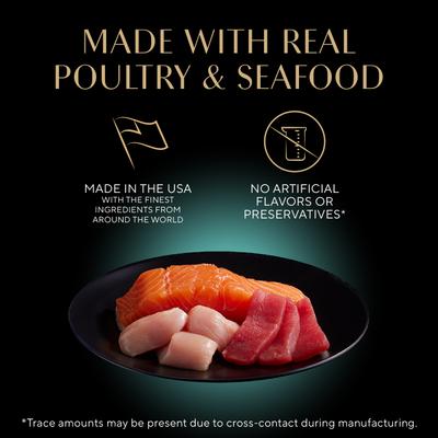 Show full view: Sheba Perfect Portions Chicken, Turkey, Tuna & Salmon Variety Pack Grain-Free Cuts in Gravy Wet Cat Food Trays, 2.6-oz tray, case of 48 slide 4 of 11