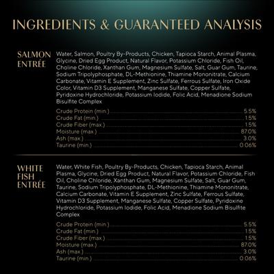 Show full view: Sheba Gravy Indulgence Salmon & White Fish in Gravy Variety Pack Grain-Free Adult Wet Cat Food Trays, 2.6-oz tray, case of 12 slide 7 of 11