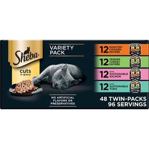 Sheba Perfect Portions Poultry Entrees Cuts in Gravy Variety Pack Adult Wet Cat Food Trays