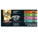 Sheba Perfect Portions Chicken, Turkey, Tuna & Salmon Variety Pack Grain-Free Cuts-In-Gravy Wet Cat Food, 2.64-oz tray, case of 48 twin-packs