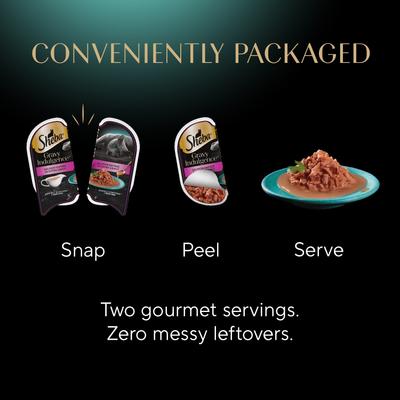 Show full view: Sheba Gravy Indulgence Salmon & White Fish in Gravy Variety Pack Grain-Free Adult Wet Cat Food Trays, 2.6-oz tray, case of 12 slide 10 of 11