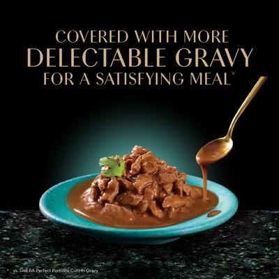 Show full view: Sheba Gravy Indulgence Beef Entree in Extra Gravy Grain-Free Adult Wet Cat Food Trays, 2.6-oz tray, case of 24 slide 9 of 11