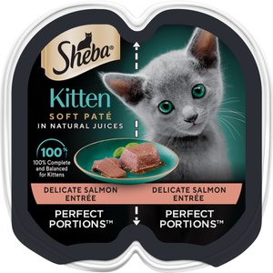 Sheba Perfect Portions Kitten Salmon Soft Pate Wet Cat Food Trays, 2.6-oz, case of 24