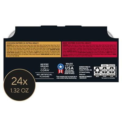 Show full view: Sheba Gravy Indulgence Chicken & Beef in Extra Gravy Variety Pack Grain-Free Adult Wet Cat Food Trays, 2.6-oz tray, case of 12 slide 3 of 11