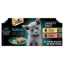 Sheba Perfect Portions Kitten Variety Pack Chicken Pate & Pate Salmon Wet Cat Food, 2.6-oz twin-pack tray, case of 12
