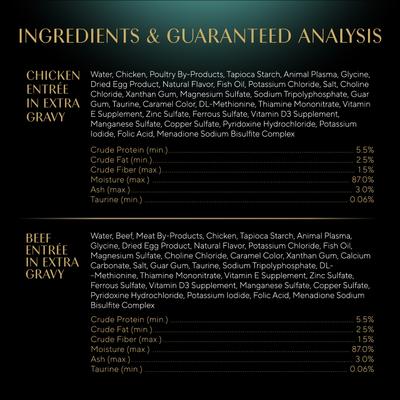 Show full view: Sheba Gravy Indulgence Chicken & Beef in Extra Gravy Variety Pack Grain-Free Adult Wet Cat Food Trays, 2.6-oz tray, case of 12 slide 7 of 11
