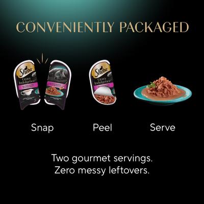 Show full view: Sheba Gravy Indulgence Salmon Entree in Extra Gravy Grain-Free Adult Wet Cat Food Trays, 2.6-oz tray, case of 24 slide 10 of 11