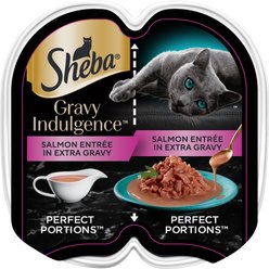 Sheba Gravy Indulgence Salmon Entree in Extra Gravy Grain-Free Adult Wet Cat Food Trays, 2.6-oz tray, case of 24