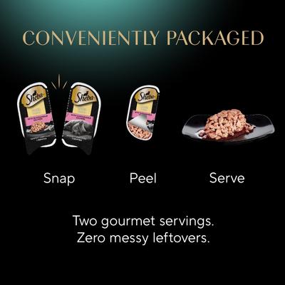 Show full view: Sheba Perfect Portions Grain-Free Salmon, Trout, & Tuna Entree Variety Pack Cuts in Gravy Wet Cat Food Trays, 2.6-oz tray, case of 24 slide 10 of 11