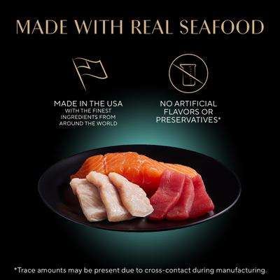 Show full view: Sheba Perfect Portions Grain-Free Salmon, Trout, & Tuna Entree Variety Pack Cuts in Gravy Wet Cat Food Trays, 2.6-oz tray, case of 24 slide 4 of 11