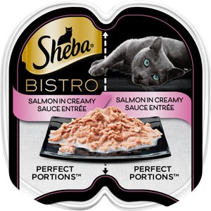 Sheba Perfect Portions Bistro Salmon in Creamy Sauce Adult Wet Cat Food Trays, 2.6-oz tray, case of 24