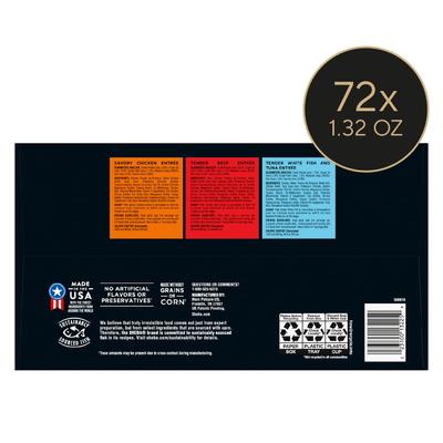 Show full view: Sheba Perfect Portions Savory Chicken, Beef, Whitefish & Tuna Variety Pack Grain-Free Pate Wet Cat Food Trays, 2.6-oz, case of 36 slide 3 of 11
