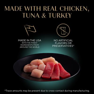 Show full view: Sheba Perfect Portions Chicken, Tuna & Turkey Variety Pack Grain-Free Cuts in Gravy Wet Cat Food Trays, 2.6-oz tray, case of 36 slide 4 of 11
