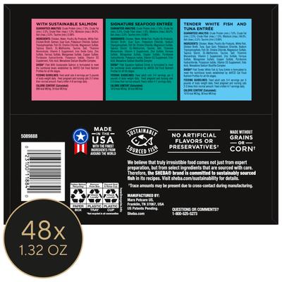 Show full view: Sheba Perfect Portions Seafood Pate Variety Pack Grain-Free Adult Wet Cat Food Trays, 2.6-oz, case of 24 slide 3 of 11