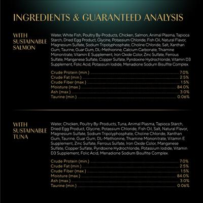 Show full view: Sheba Perfect Portions Grain-Free Salmon & Sustainable Tuna Cuts in Gravy Entree Variety Pack Adult Wet Cat Food Trays, 2.6-oz, case of 12 slide 7 of 12