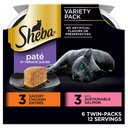 Sheba Perfect Portions Chicken & Salmon Pate Entree Variety Pack Adult Wet Cat Food Trays, 2.6-oz tray, case of 6
