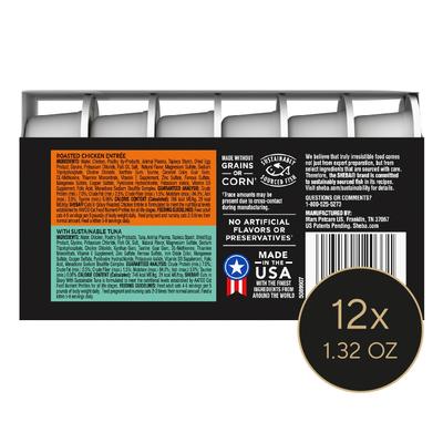 Show full view: Sheba Perfect Portions Tuna & Roasted Chicken Entree Cuts in Gravy Variety Pack Adult Wet Cat Food Trays, 2.6-oz tray, case of 6 slide 3 of 12
