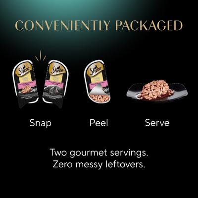 Show full view: Sheba Perfect Portions Grain-Free Gourmet Salmon, Sustainable Tuna & Delicate Whitefish & Tuna Cuts in Gravy Variety Pack Adult Wet Cat Food Trays, 2.6-oz, case of 24 slide 10 of 11