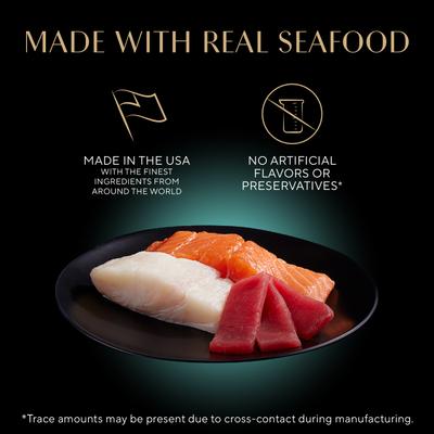 Show full view: Sheba Perfect Portions Grain-Free Gourmet Salmon, Sustainable Tuna & Delicate Whitefish & Tuna Cuts in Gravy Variety Pack Adult Wet Cat Food Trays, 2.6-oz, case of 24 slide 4 of 11