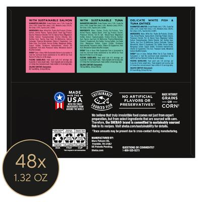 Show full view: Sheba Perfect Portions Grain-Free Gourmet Salmon, Sustainable Tuna & Delicate Whitefish & Tuna Cuts in Gravy Variety Pack Adult Wet Cat Food Trays, 2.6-oz, case of 24 slide 3 of 11