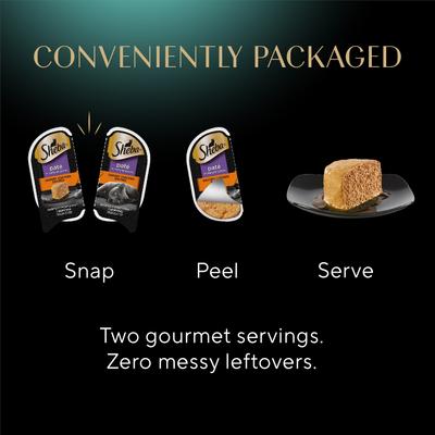 Show full view: Sheba Perfect Portions Grain-Free Savory Chicken, Roasted Turkey & Tender Beef Pate Variety Pack Adult Wet Cat Food Trays, 2.6-oz tray, case of 24 slide 10 of 11