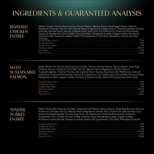 Sheba Perfect Portions Grain-Free Roasted Chicken, Gourmet Salmon & Tender Turkey Cuts in Gravy Variety Pack Adult Wet Cat Food Trays, 1.3-oz, case of 24 twin-packs