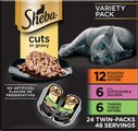 Sheba Perfect Portions Roasted Chicken, Gourmet Salmon & Tender Turkey Cuts in Gravy Variety Pack Gra...
