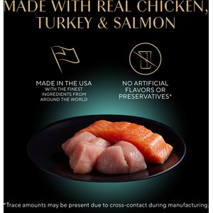 Sheba Perfect Portions Grain-Free Roasted Chicken, Gourmet Salmon & Tender Turkey Cuts in Gravy Variety Pack Adult Wet Cat Food Trays, 1.3-oz, case of 24 twin-packs