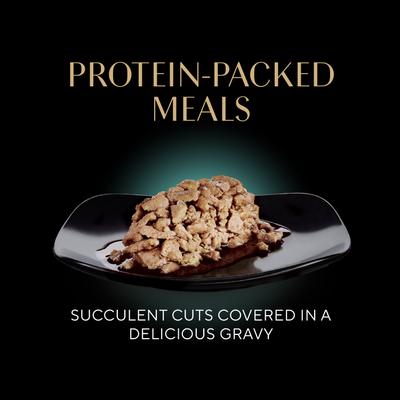 Show full view: Sheba Perfect Portions Grain-Free Roasted Chicken, Gourmet Salmon & Signature Tuna Cuts in Gravy Variety Pack Adult Wet Cat Food Trays, 2.6-oz tray, case of 18 slide 9 of 11