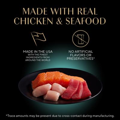 Show full view: Sheba Perfect Portions Grain-Free Roasted Chicken, Gourmet Salmon & Signature Tuna Cuts in Gravy Variety Pack Adult Wet Cat Food Trays, 2.6-oz tray, case of 18 slide 4 of 11