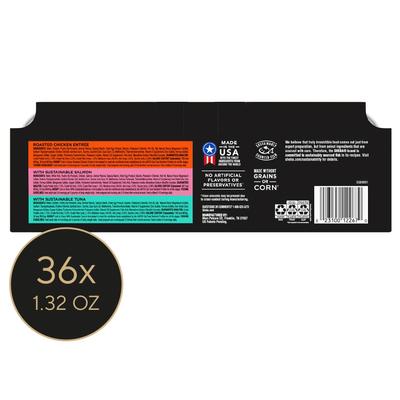 Show full view: Sheba Perfect Portions Grain-Free Roasted Chicken, Gourmet Salmon & Signature Tuna Cuts in Gravy Variety Pack Adult Wet Cat Food Trays, 2.6-oz tray, case of 18 slide 3 of 11